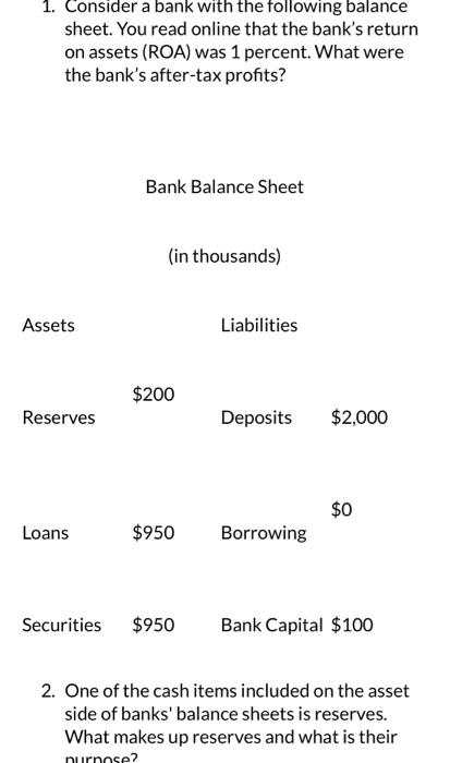 side of banks balance sheets is reserves.
What makes up reserves and what is their