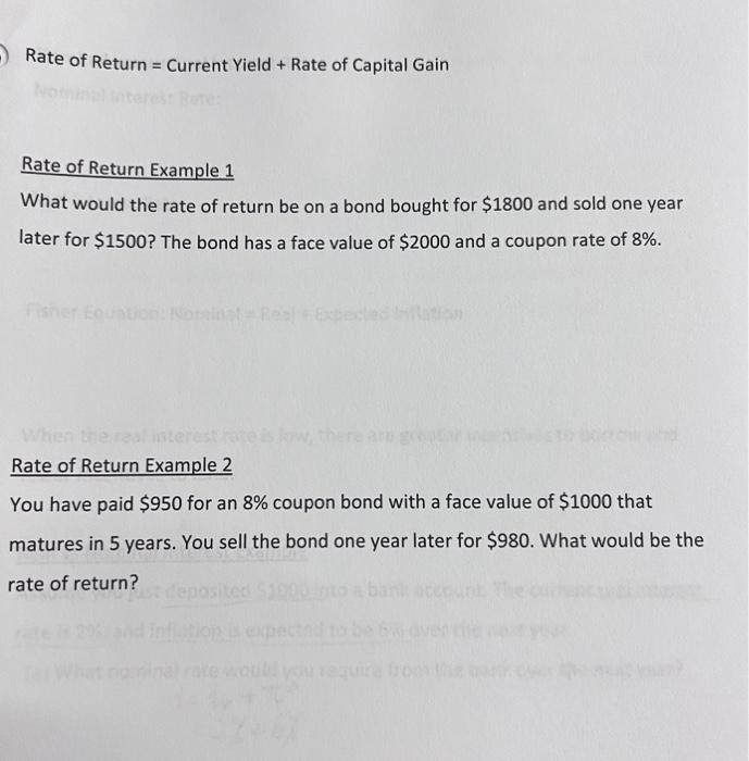 rate of return example problems pdf