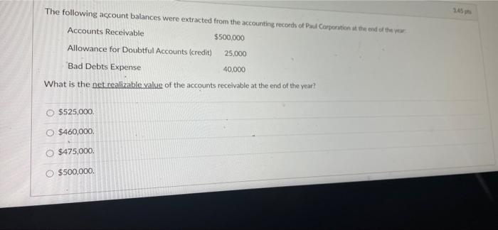 Solved The Following Account Balances Were Extracted From | Chegg.com