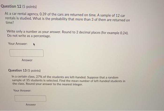 Solved Question 10 (5 points) The probability that a student | Chegg.com