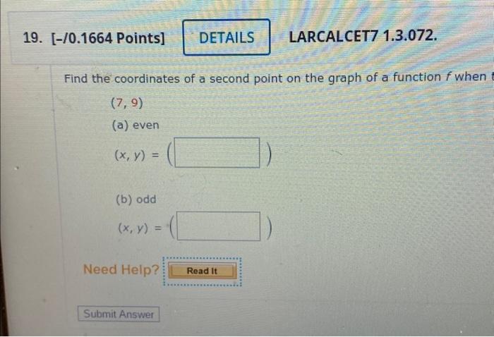 Solved Find the coordinates of a second point on the graph | Chegg.com