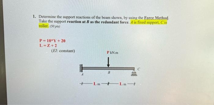 Solved 1. Determine The Support Reactions Of The Beam Shown, | Chegg.com