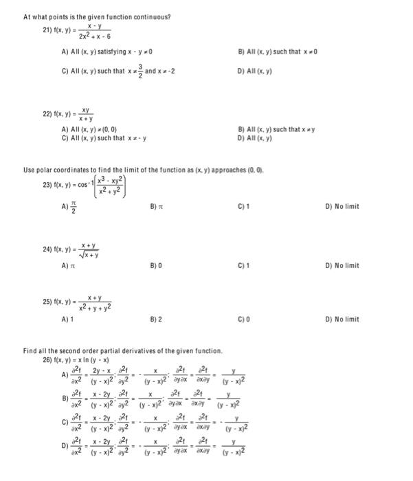 Solved At what points is the given function continuous? 21) | Chegg.com