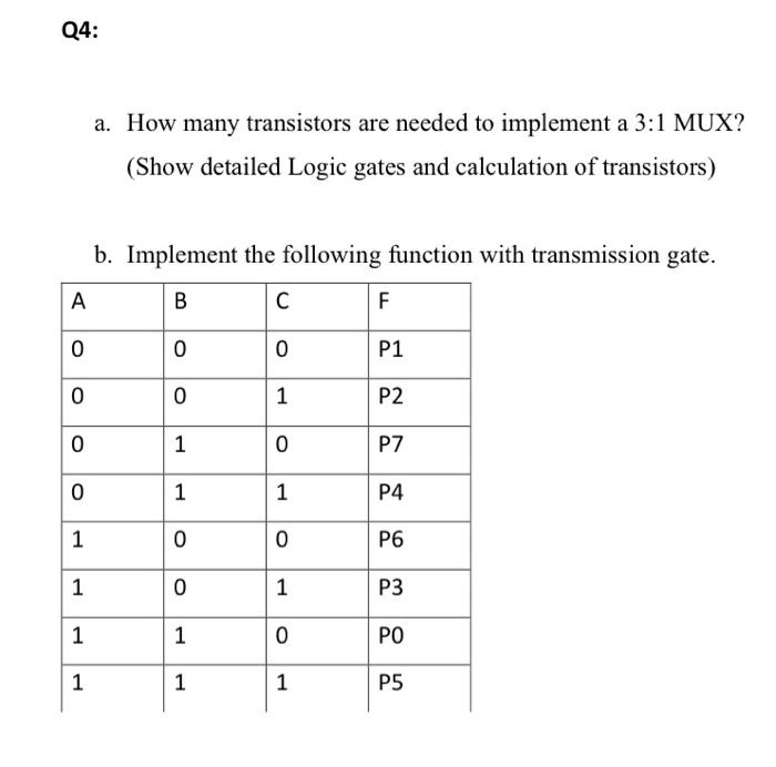 Solved a. How many transistors are needed to implement a 31