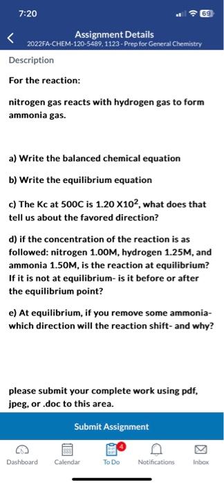 Solved Description For the reaction: nitrogen gas reacts | Chegg.com