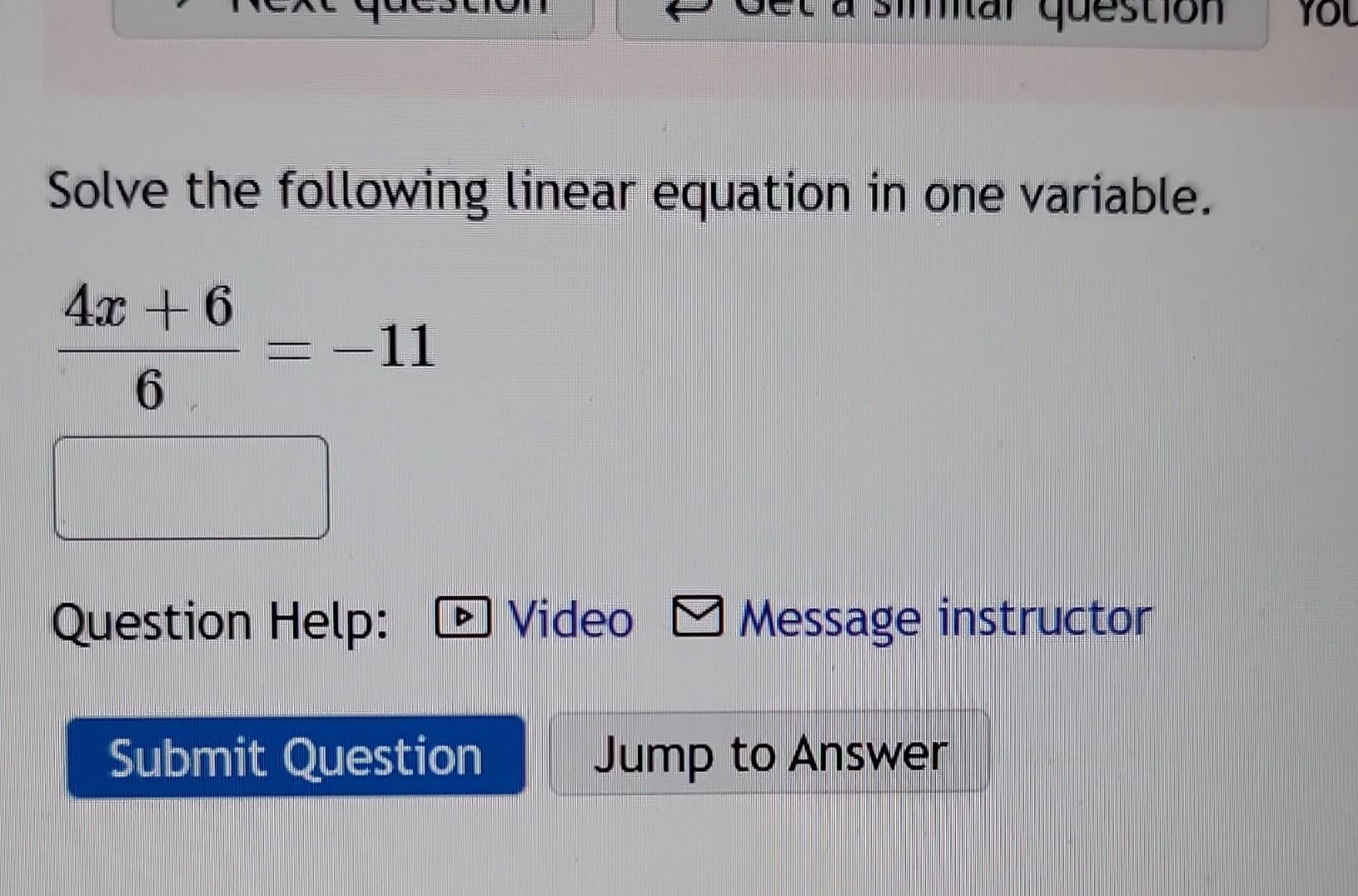 Solved Solve the following linear equation in one variable. | Chegg.com