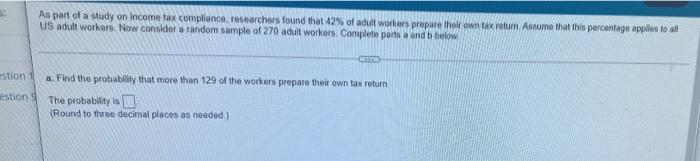 Solved As part of a study on Income tax compliance, | Chegg.com