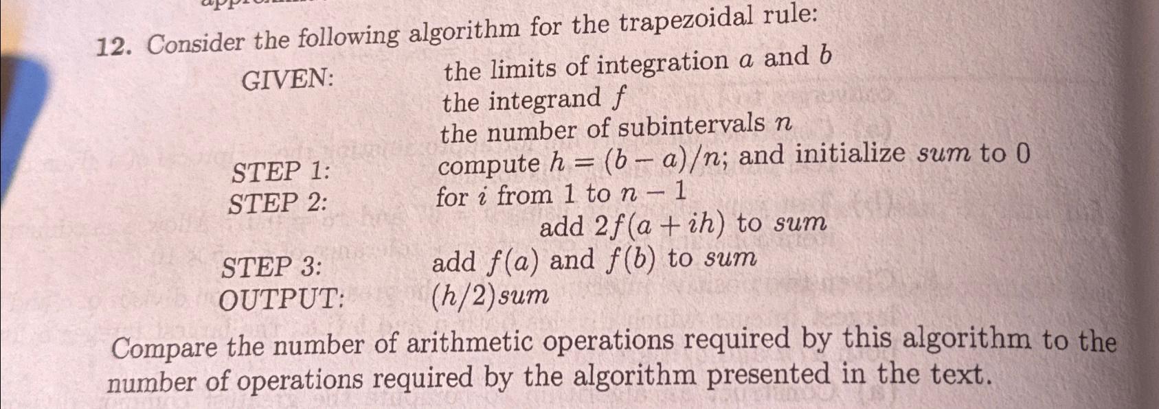 Solved Consider the following algorithm for the trapezoidal | Chegg.com