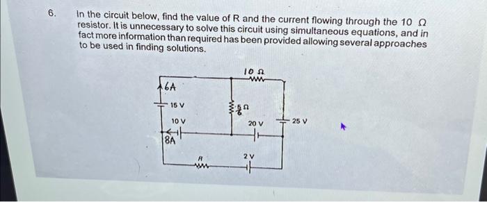 Solved In The Circuit Below, Find The Value Of R And The | Chegg.com