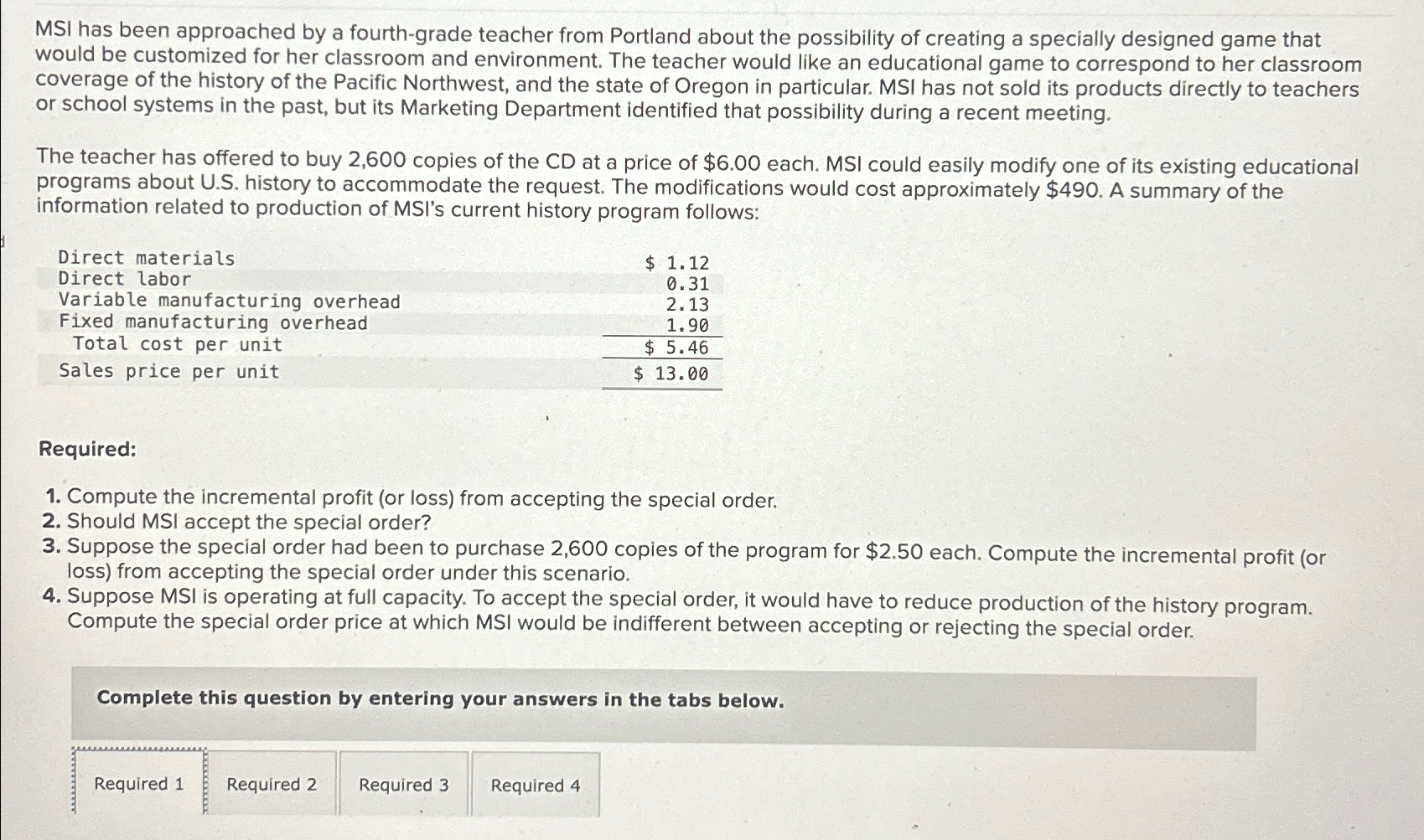 Solved MSI has been approached by a fourth-grade teacher | Chegg.com