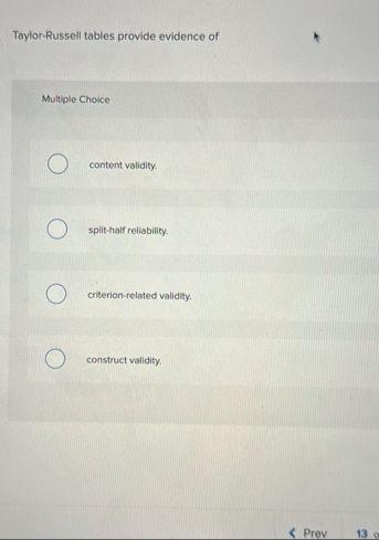 Solved Taylor-Russell tables provide evidence ofMultiple | Chegg.com