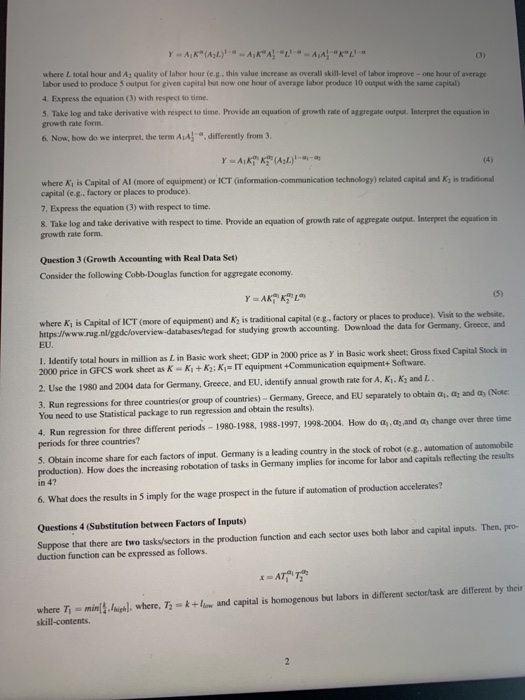 Solved Question 1 (Production Function and Costs) The | Chegg.com