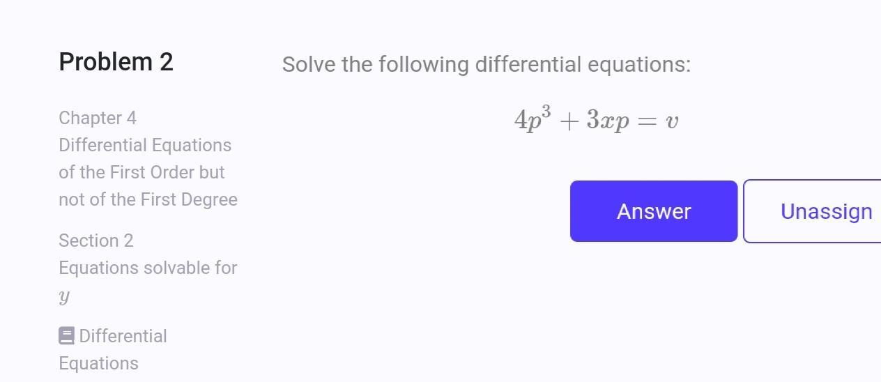 Solved Problem 2 Solve The Following Differential Equations: | Chegg.com