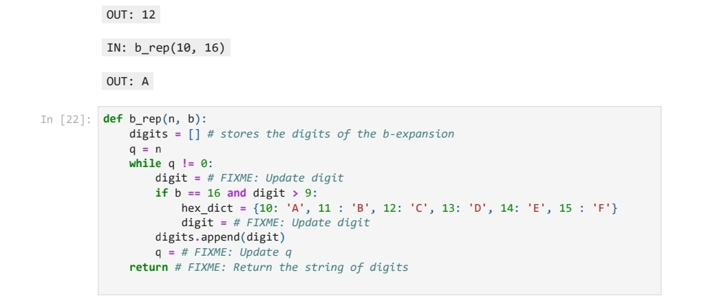 Solved Problem 2:Complete The Function B_rep( N,b ﻿that | Chegg.com