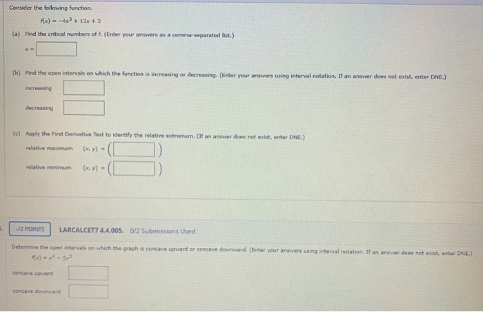 Solved Consider the following function. FX) - 12x + 3 (a) | Chegg.com