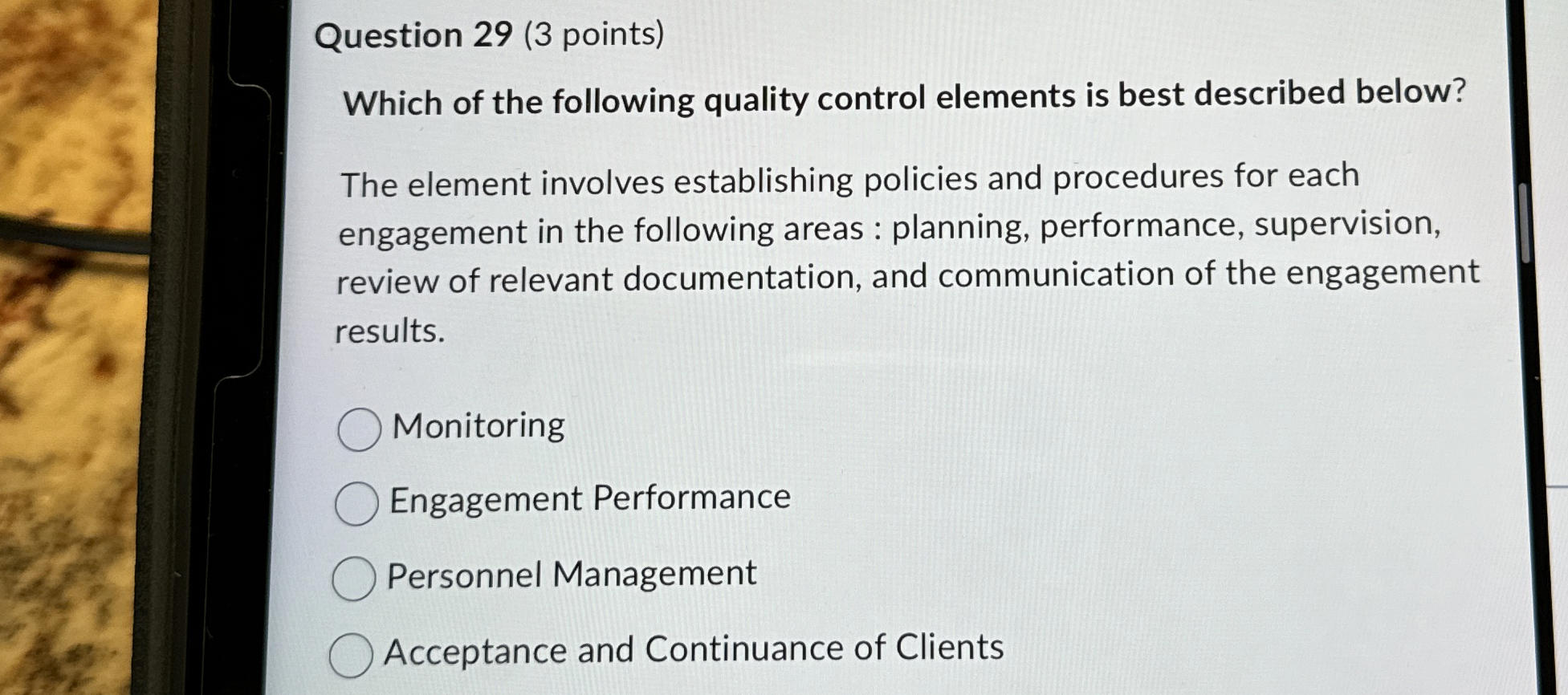Solved Question 29 (3 ﻿points)Which of the following quality | Chegg.com