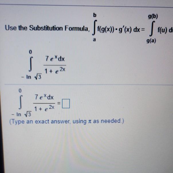 Solved B G B Use The Substitution Formula Tvg X G X Chegg Com