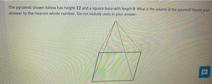 Solved The pyramid shown below has height 12 and a square | Chegg.com