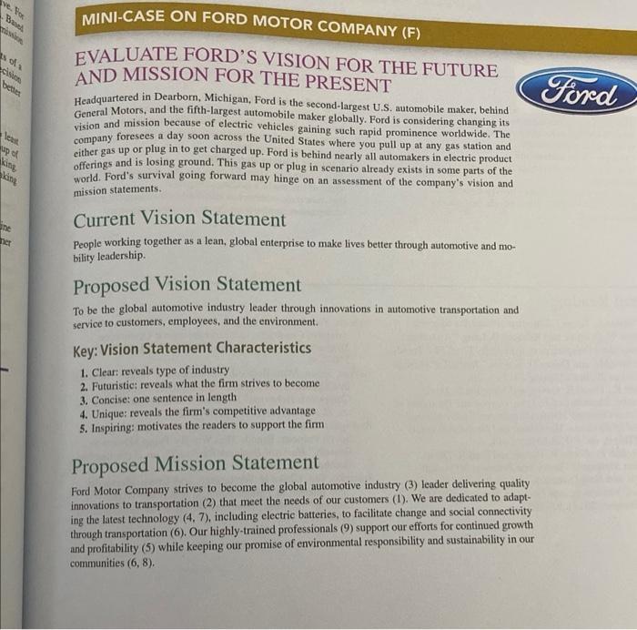 Solved 1/In what three ways is Ford’s proposed vision