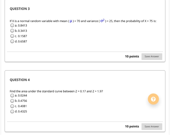 Solved QUESTION 3 If X is a normal random variable with mean | Chegg.com