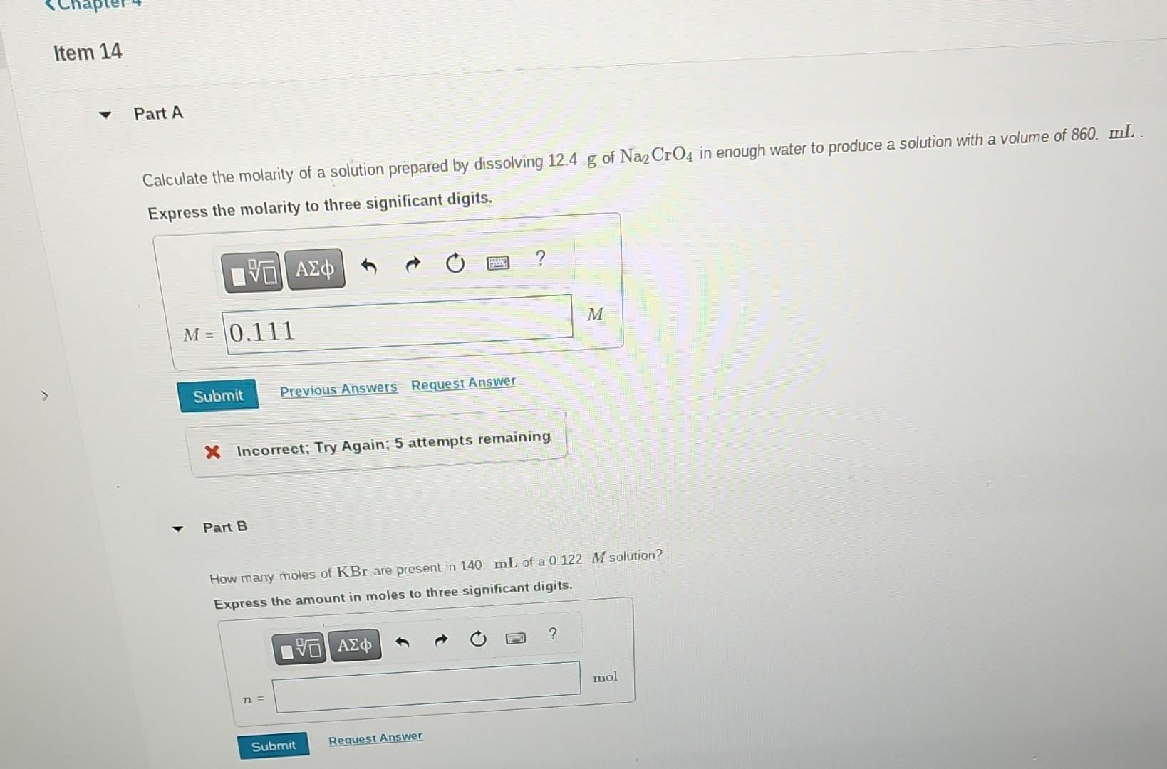 Solved Calculate the molarity of a solution prepared by | Chegg.com