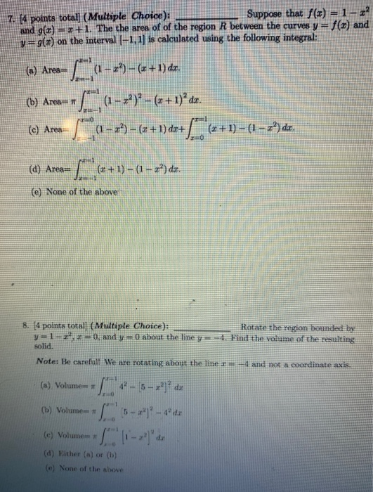 Solved 7. (4 points total] (Multiple Choice): Suppose that | Chegg.com