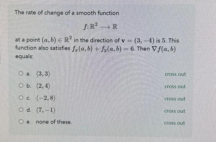 Solved The rate of change of a smooth function f:R2 R at a | Chegg.com