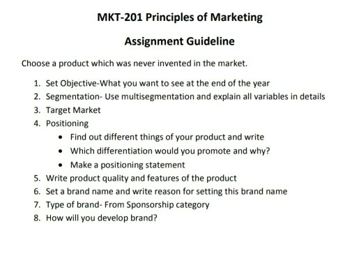 Solved MKT-201 Principles Of Marketing Assignment Guideline | Chegg.com