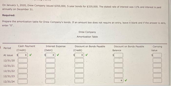 On January 1 2020 Drew Company Issued 350 000 Chegg Com