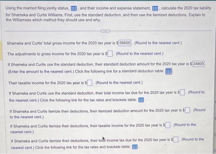 Solved Using the married filing jointly status,__ and their