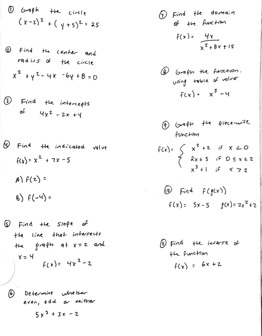 graph the circle x 7 2 y 5 2 4