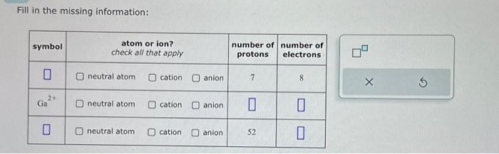 Fill In The Missing Information Chegg