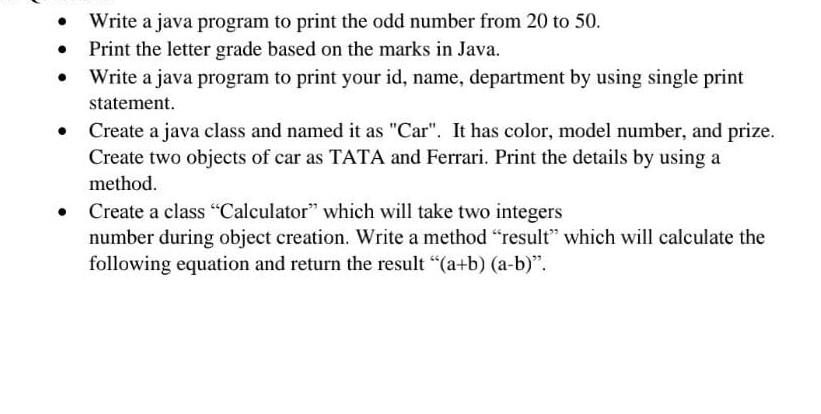 Solved Write a java program to print the odd number from 20 | Chegg.com