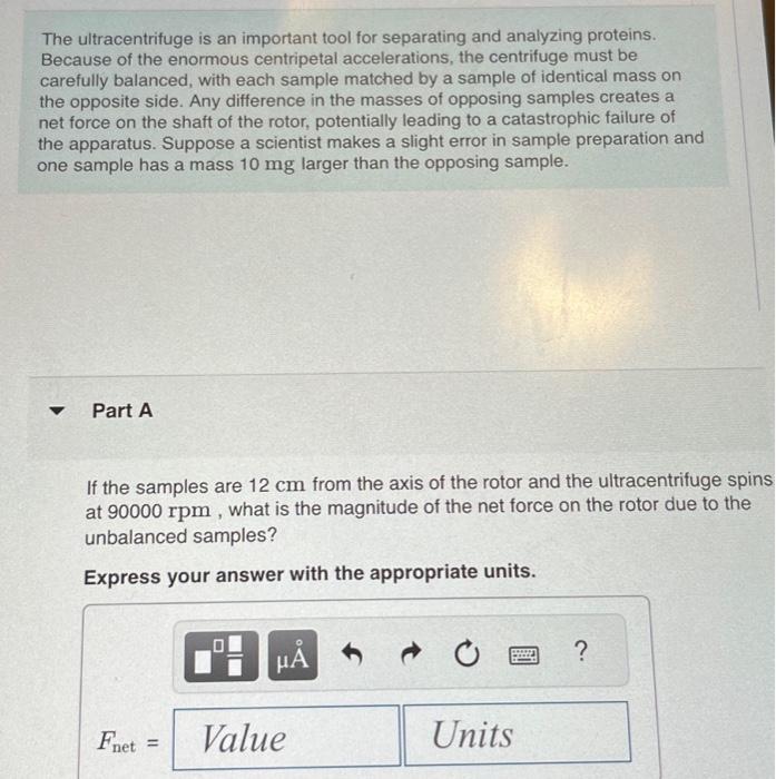 Solved The ultracentrifuge is an important tool for