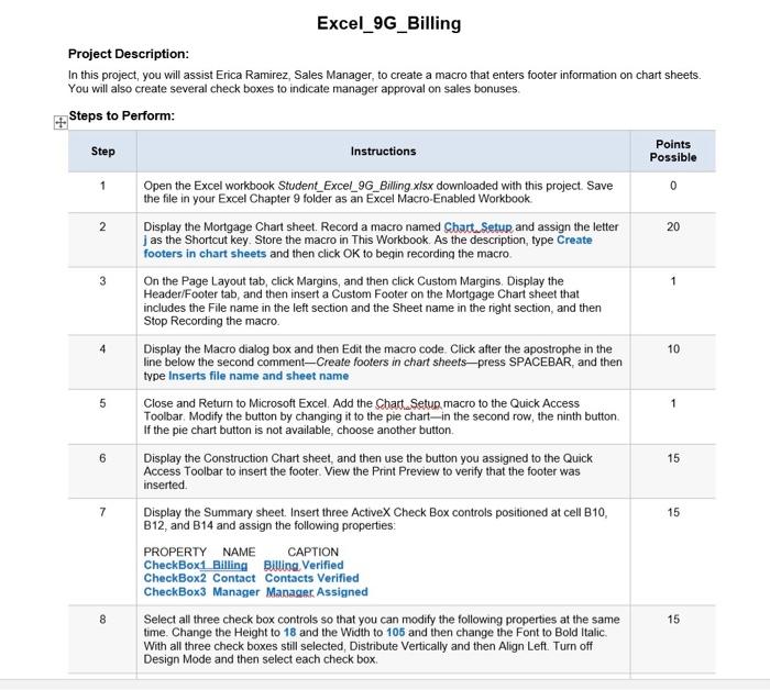 2 3 1 Excel 9g Billing Project Description In Chegg Com