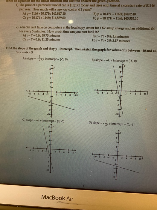 Solved Write an equation for the linear function and use it | Chegg.com