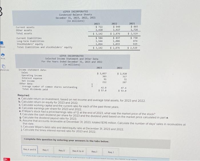 Solved Requifed: a. Calculate return on investment, based on | Chegg.com