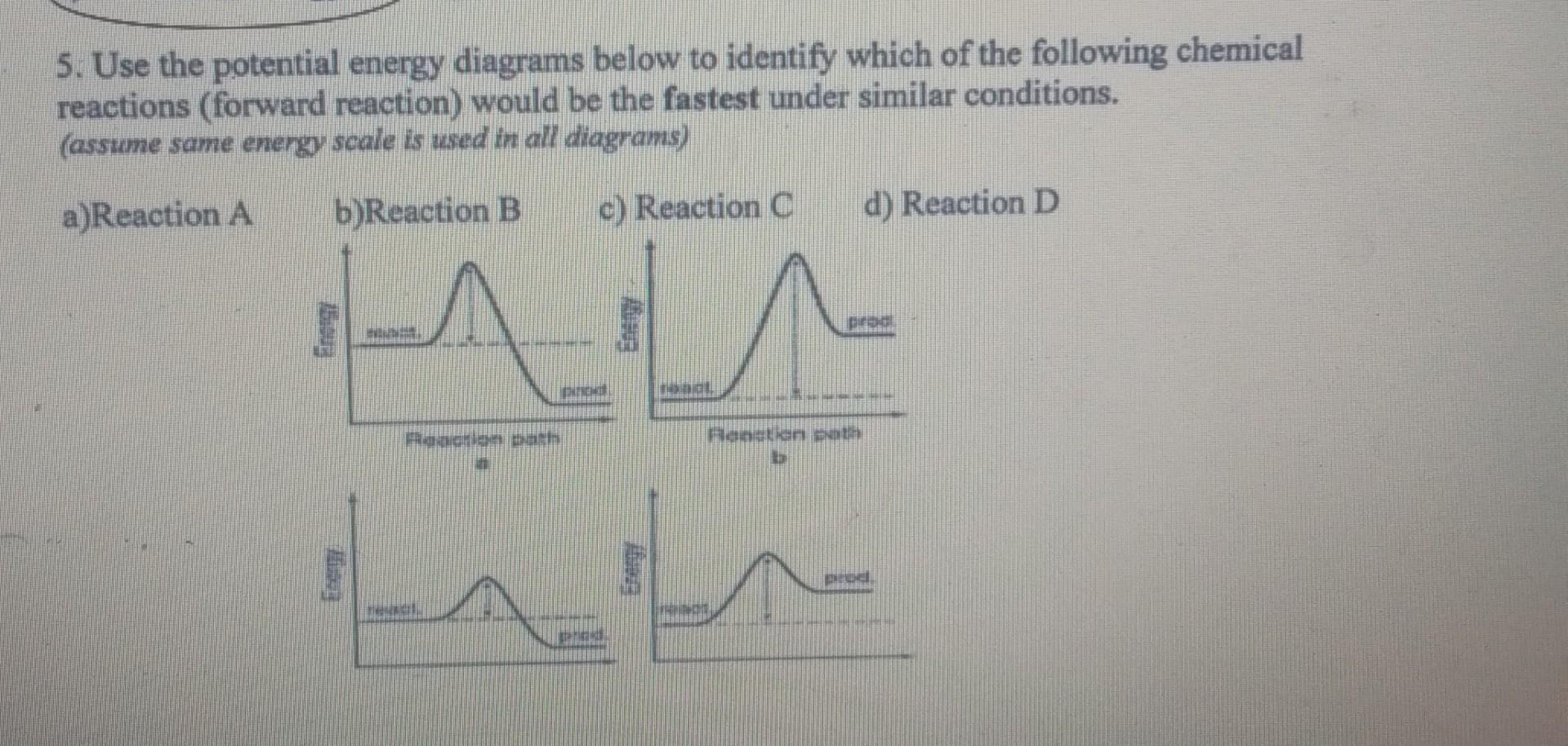 Solved 5. Use the potential energy diagrams below to | Chegg.com