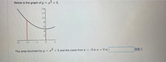 solved-below-is-the-graph-of-y-x2-5-the-area-bounded-by-chegg