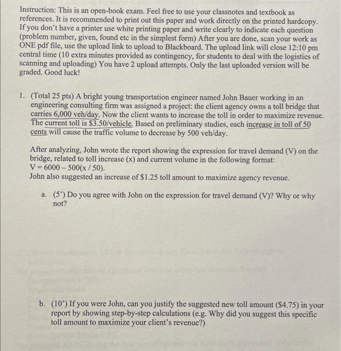 Solved Instruction: This is an open-book exam. Feel free to | Chegg.com