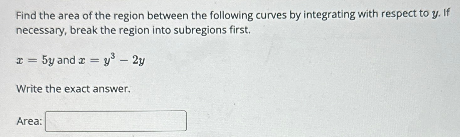 Solved Find the area of the region between the following | Chegg.com