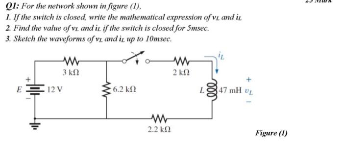 Solved Q1: For the network shown in figure (1), 1. If the | Chegg.com