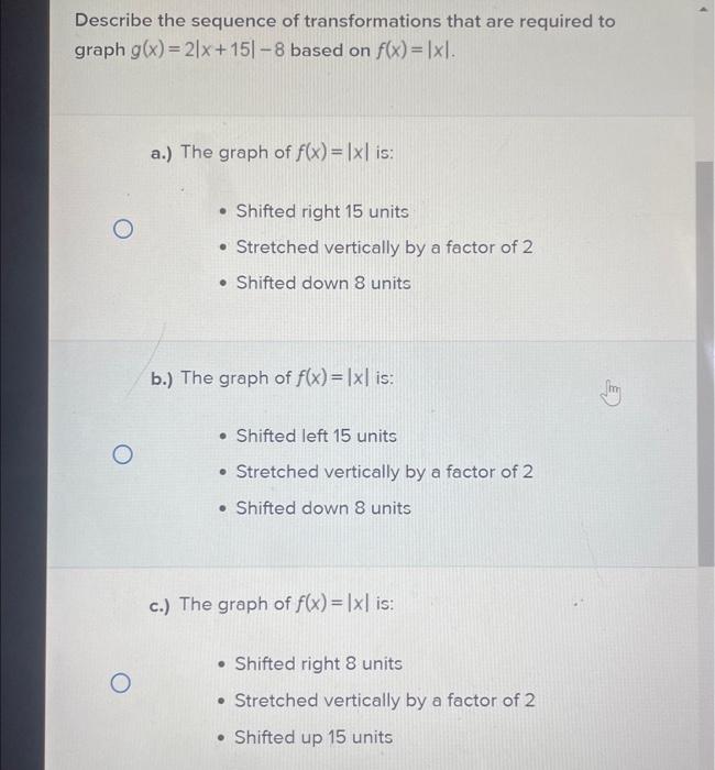 Solved Describe the sequence of transformations that are | Chegg.com