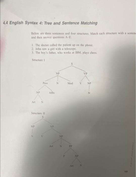 4.1 English Syntax 1: Simple Phrase Structure Rules | Chegg.com
