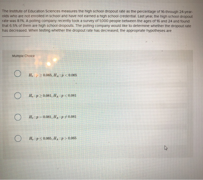Solved The Institute Of Education Sciences Measures The High Chegg