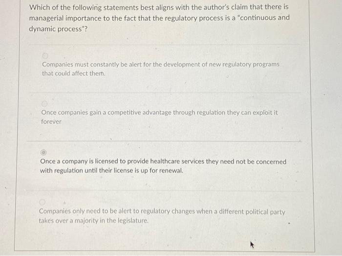 Solved Which of the following statements best aligns with | Chegg.com