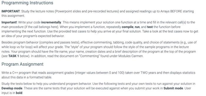 Solved Programming Instructions IMPORTANT: Study the lecture | Chegg.com