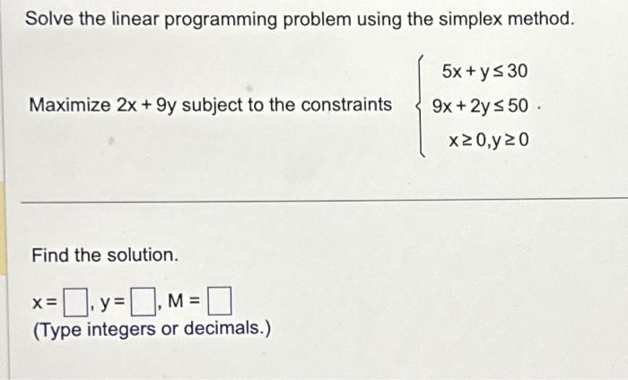 Solved Solve the linear programming problem using the | Chegg.com