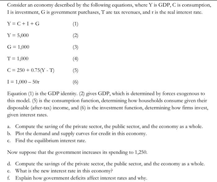 Solved Consider An Economy Described By The Following | Chegg.com