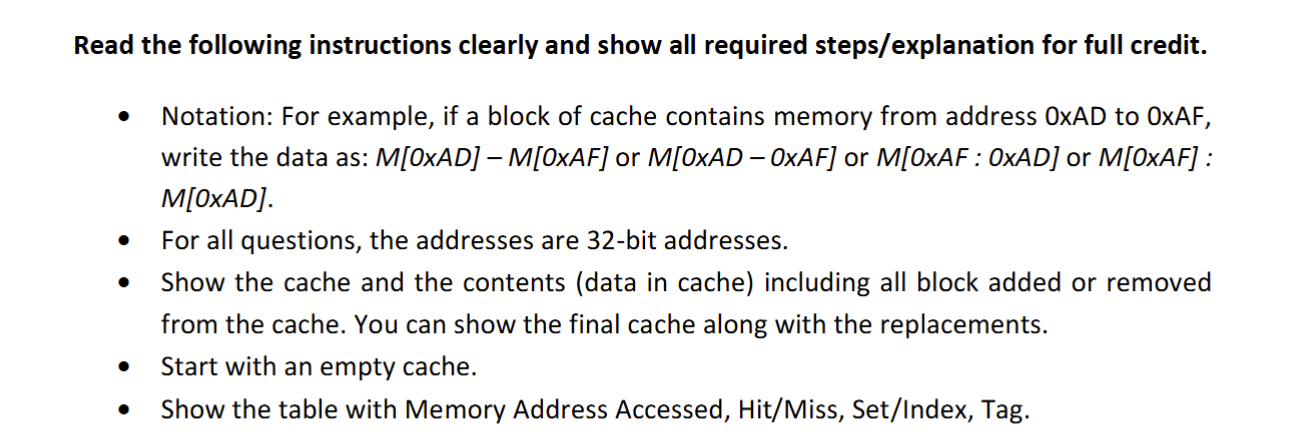 Solved Read the following instructions clearly and show all | Chegg.com
